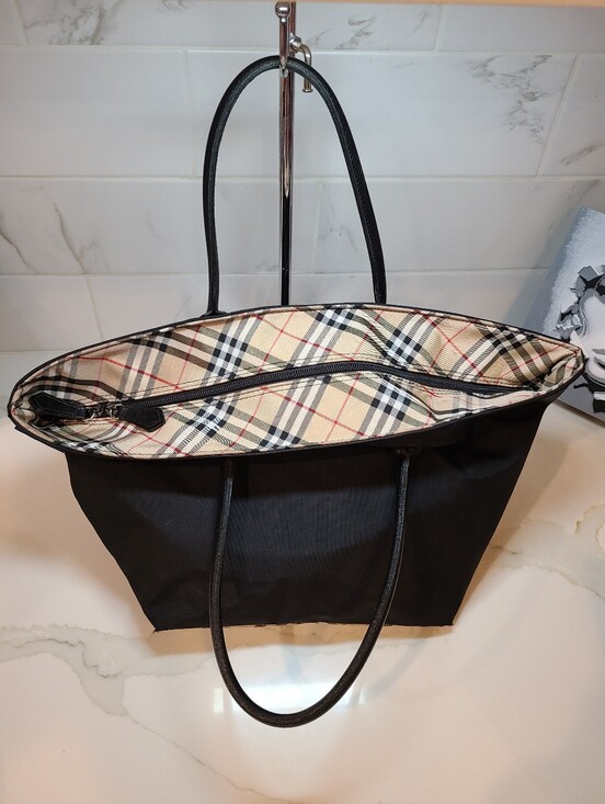 Burberry Handbags - Burberry Blue Label Nova Check Nylon Tote With Leather Handles